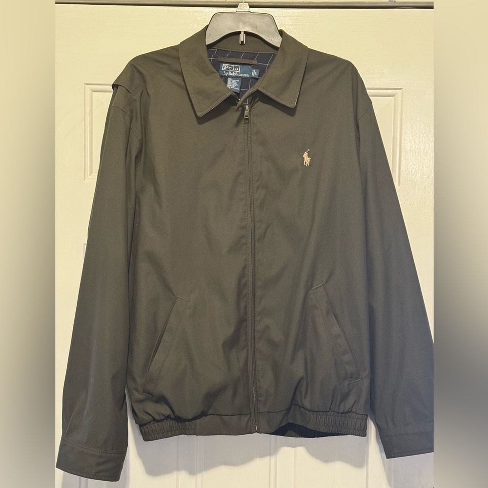 Ralph Lauren Polo Jacket, Plaid Flannel Lined Men's Size Large Army Green